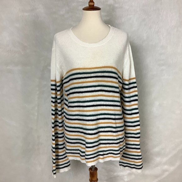 A.L.C. Meryl Wool Blend Ivory Multicolor Stripe Sweater L - Picture 1 of 8